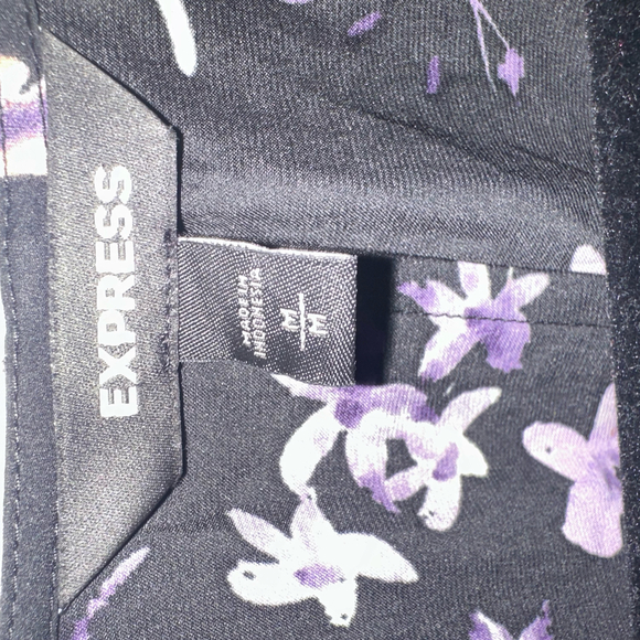 Express Black Floral Print Long Sleeve Wrap - Size M - Picture 7 of 7